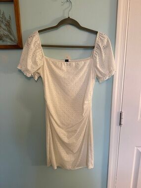 Windsor White Eyelet Puff-Sleeve Mini Dress